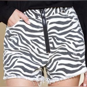 EUC Small Mitto Shop Zebra Frayed Hem Shorts.